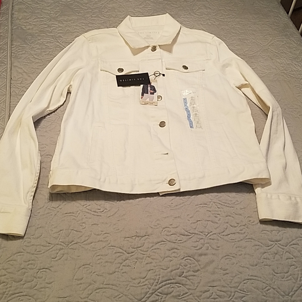 The Limited White Denim Jacket Sz L